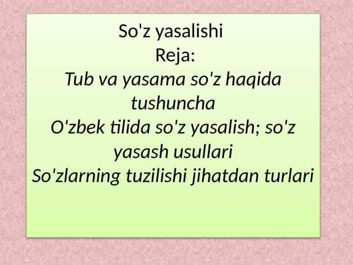 So'z yasalishi