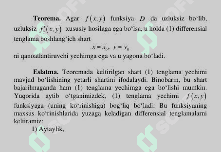 Birinchi tartibli differensial tenglamalar 3