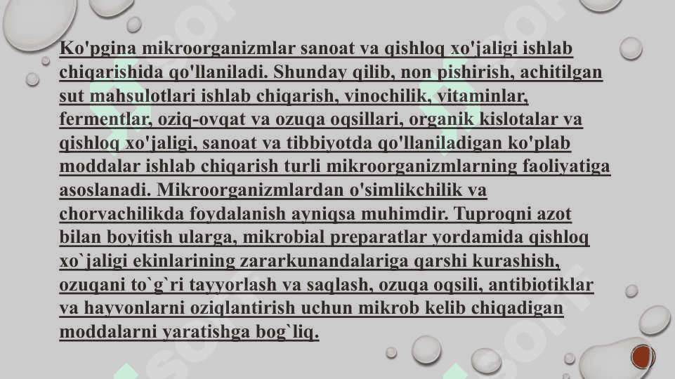 Mikroorganizmlarining qishloq xoʻjaligida va oʻsimliklarni himoya qilishda qoʻllanilishi 4