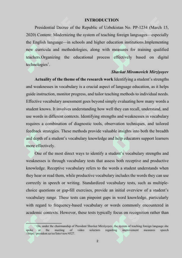 The ways of identifying student's strengths and weaknesses in Vocabulary. 2