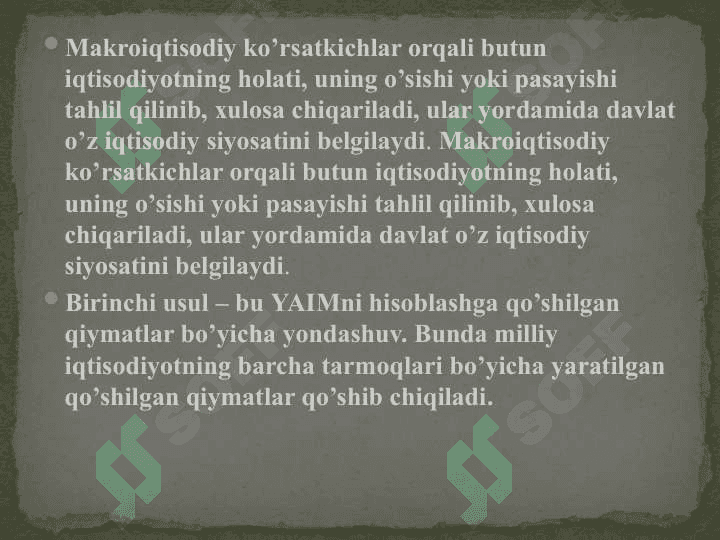 Yalpi ichki mahsulot statistikasi va uning xajmini hisoblash usullari 6
