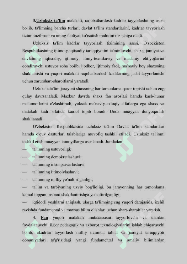 O’zbekiston Respublikasi ta’lim tizimi. Pedagogika shaxs tarbiyasi va rivojlanishi to’g’risidagi fan. Ilmiy-pedagogik tadqiqotlar metodologiyasi va metodlari. Shaxsning rivojlanishi, tarbiyasi va ijtimoiylashuvi. Yaxlit pedagogik jarayon. 8