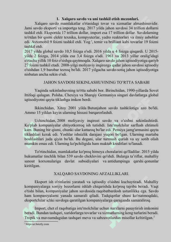 Jahon bozorida narxni tashkil topishining o’ziga xos xususiyatlari 4