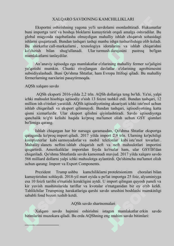 Jahon bozorida narxni tashkil topishining o’ziga xos xususiyatlari 5