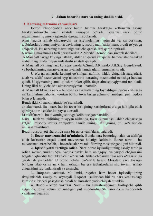 Jahon bozorida narxni tashkil topishining o’ziga xos xususiyatlari 7