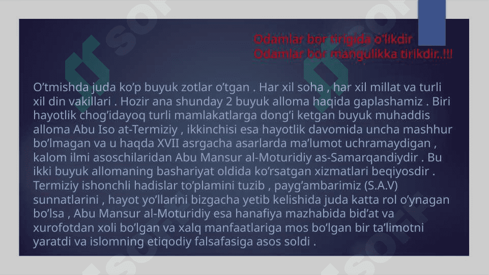 Abu Iso Muhammad at-Termiziy va Abu Mansur al Moturidiyning ilmiy faoliyati 2