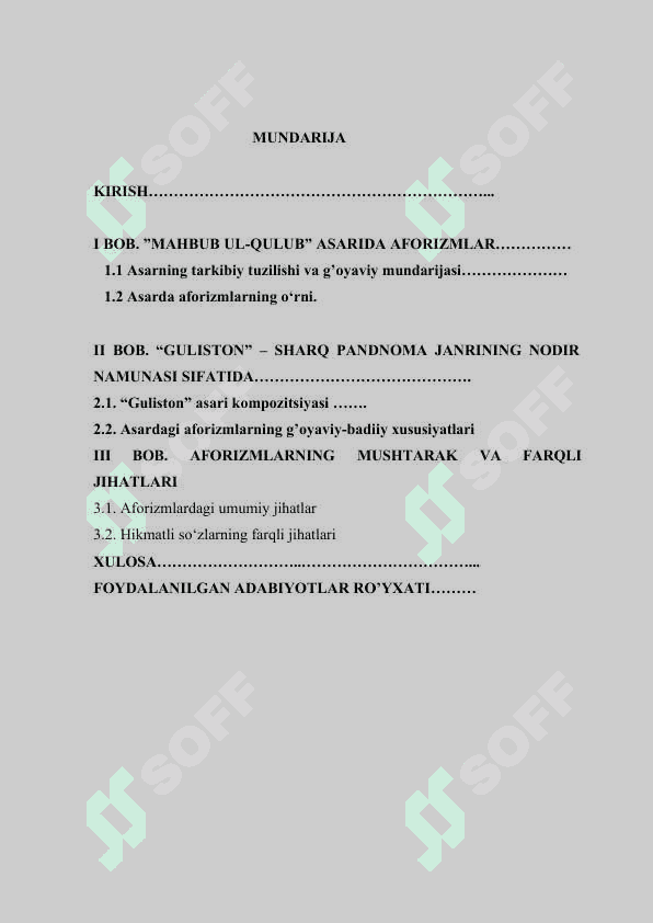 “Mahbub ul-qulub” va “Guliston” asarlaridagi aforizmlarning qiyosiy tahlili 2