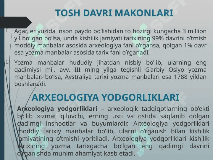 ARXEOLOGIYA YODGORLIKLARI VA ULARNI TARIXNI O’RGANISHDAGI AHAMIYATI 2