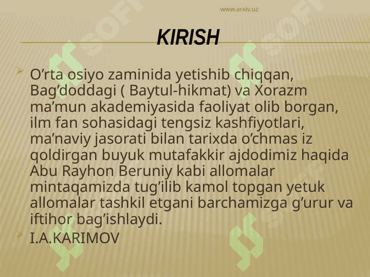 BEruniyning Tabiiy Fanlarga Qo’shgan Hissasi 2