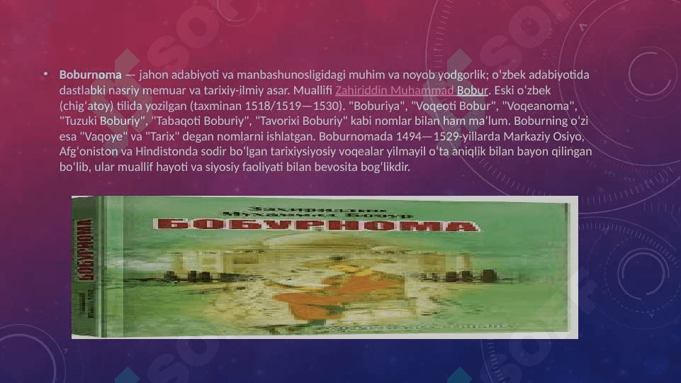 Boburnoma va Shayboniynoma asarlarining tarixiy manba sifatidagi o’rni 4