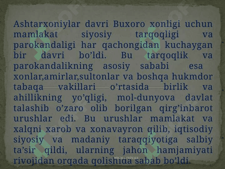Buxoro  Amirligining tashkil topishi 3