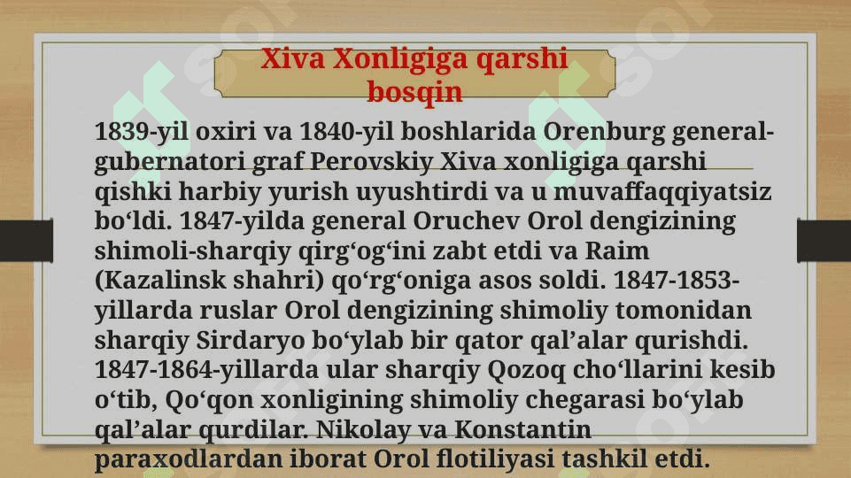 Chor Rossiyasining O’rta Osiyoga bosqini 5