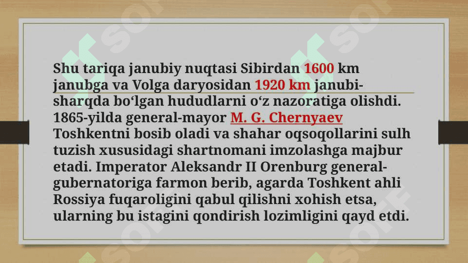 Chor Rossiyasining O’rta Osiyoga bosqini 8