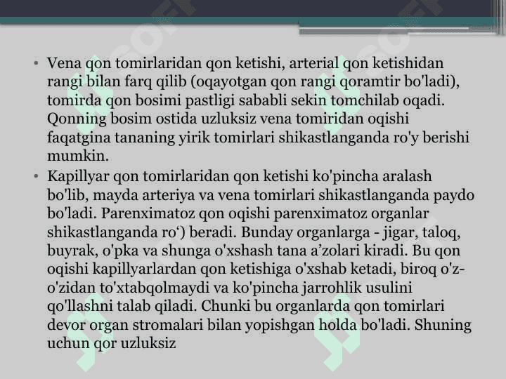 Qon ketishi va qon yo'qotish 3