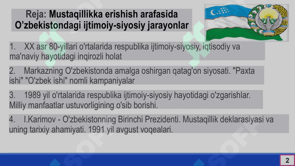 Mustaqillikka erishish arafasida O’zbekistondagi ijtimoiy-siyosiy jarayonlar 2