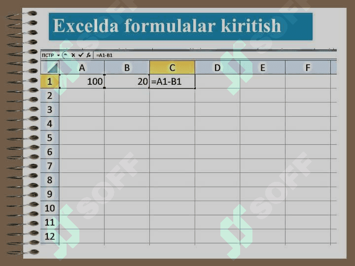 Ms Excel dasturida matematik amallar va funksiyalarni qo’llash 3