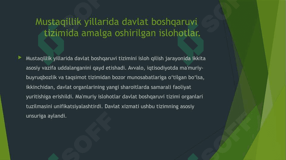 Mustaqillik yillarida davlat boshqaruvi tizimida amalga oshirilgan islohotlar 3