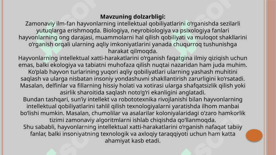 Hayvonlarning intellektual xatti harakatlari 4