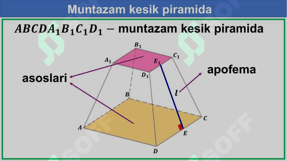 Kesik piramida va uning elementlari 7