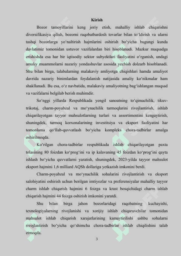 Amaliyot hisoboti “ZIF TEXTILE” MCHJ 2