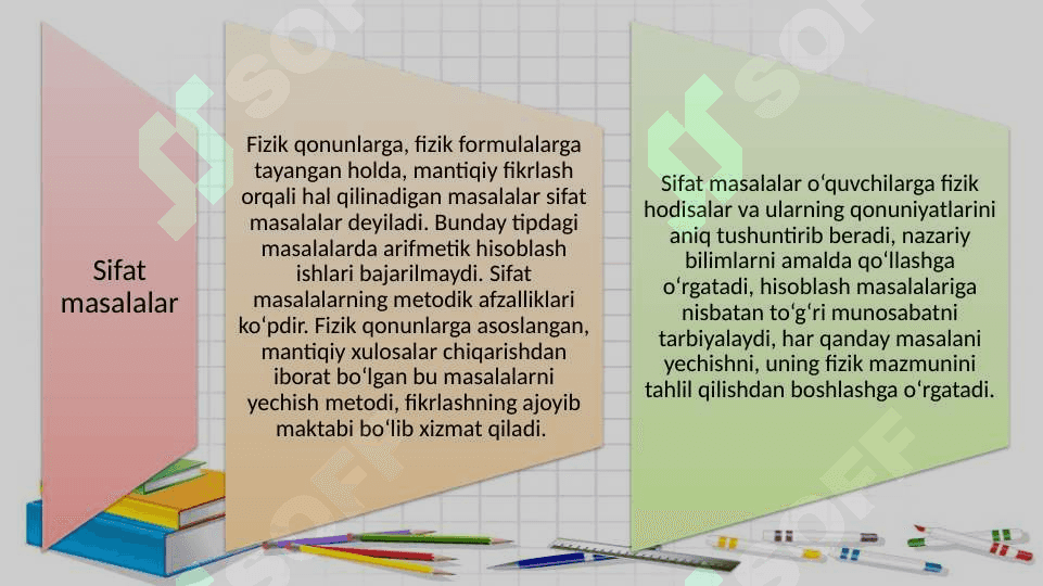 SIFATGA OID MASALALAR VA ULARNI YECHISH METODIKASI. EKSPERIMENTAL MASALALAR VA ULARNI YECHISH METODIKASI 6