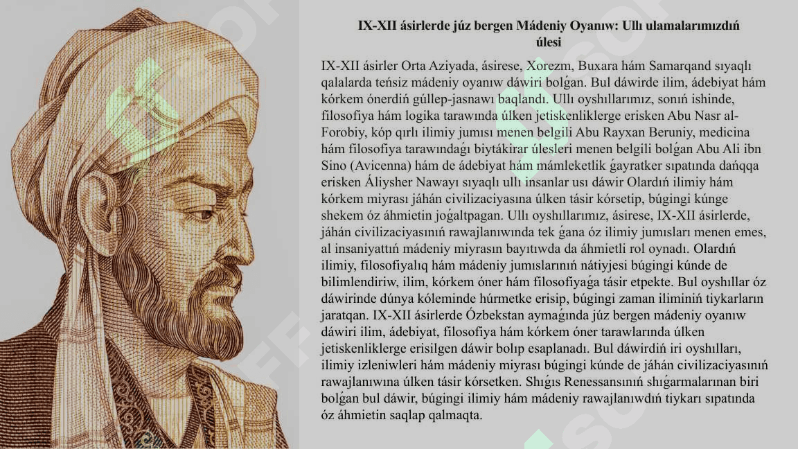 IX-XII ásirlerde júz bergen Mádeniy Oyanıw Ullı ulamalarımızdıń úlesi 2