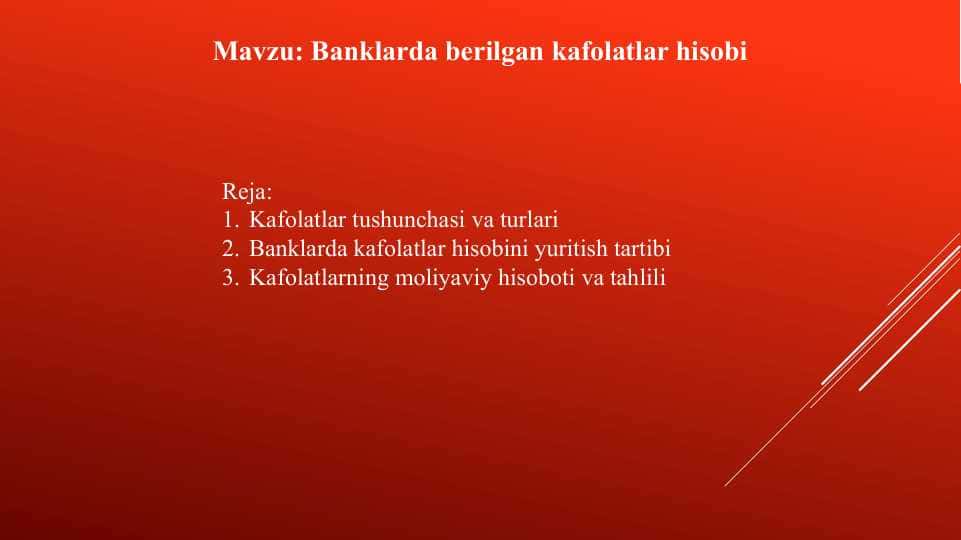 Banklarda berilgan kafolatlar hisobi
