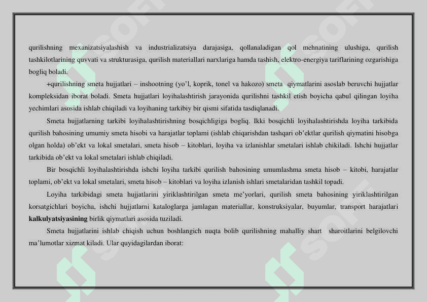 Qurilishda narxni shakllantirish asoslari 8