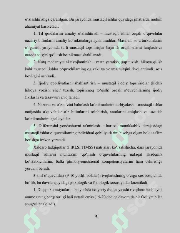 Boshlang‘ich sinf (3)  ona tili darslarida mustaqil ishlardan foydalanish metodikasi 4