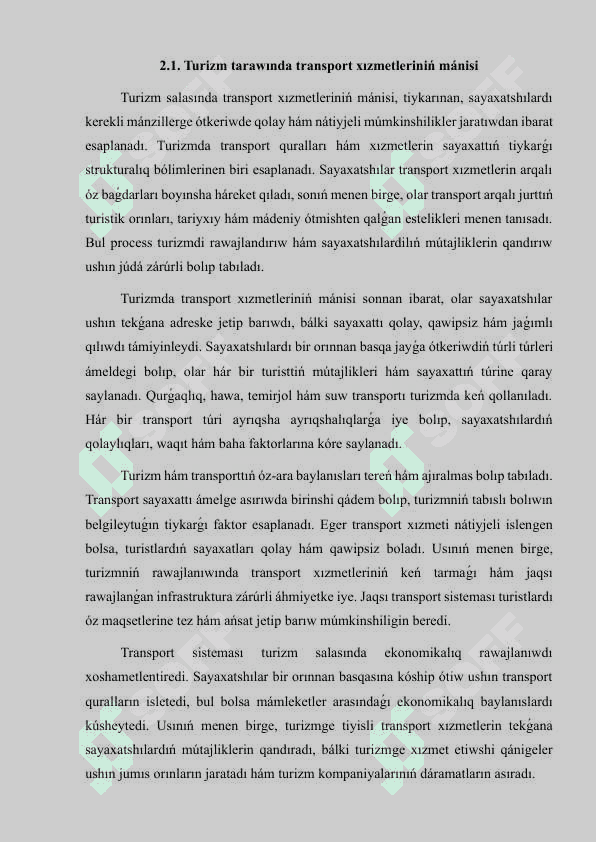 Turistlerge avtotransport qurallarında xızmet kórsetiwdiń múmkinshilikleri 3