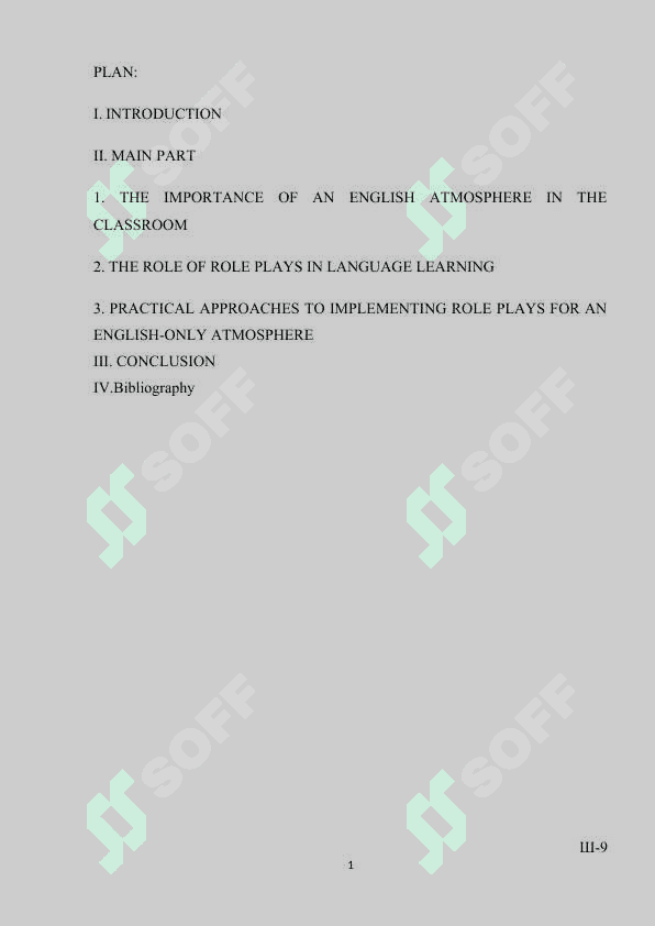Topic: "Creating an English Atmosphere in the Classroom Using Role Plays" 2