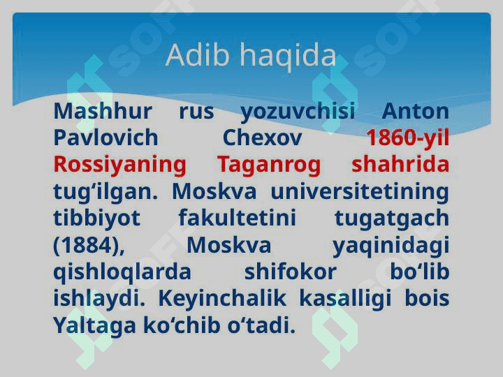 Garov hikoyasi           Chexov hayoti va ijodi  Garov hikoyasi 2