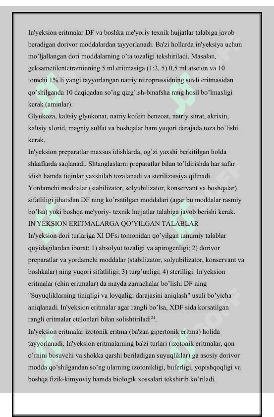 Stabilizator qo’shib tayyorlanadigan in’yeksion eritmalar tayyorlash 2