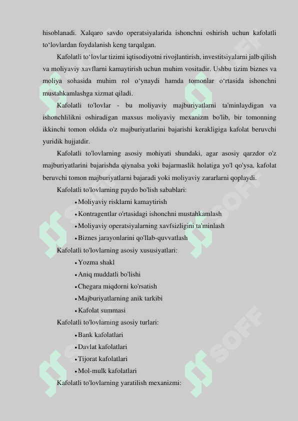 Kafolatli to‘lovlar tushunchasi va turlari 3