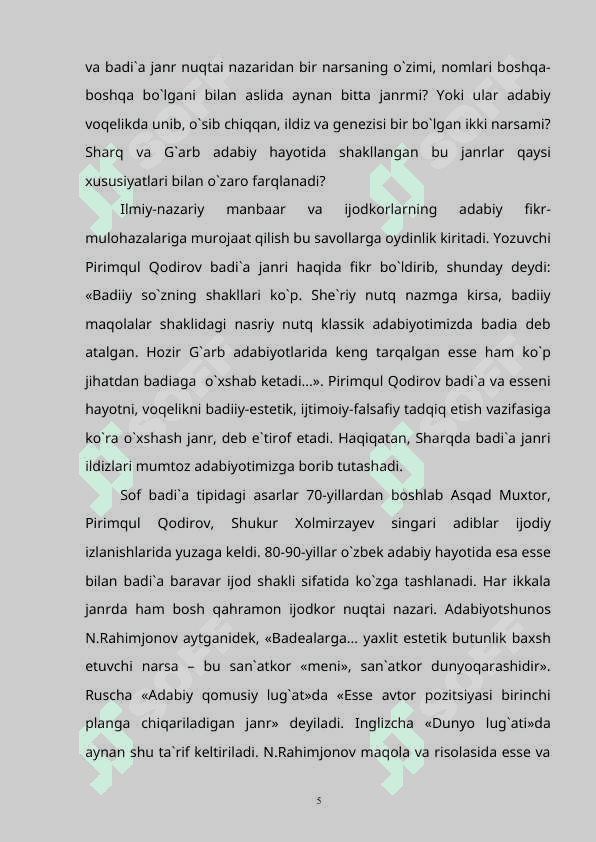 O'zbek adabiyotida esse janri va uning taraqqiyot tamoyillari 5