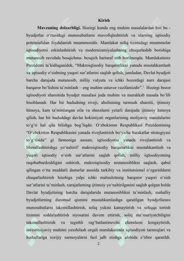 Oʻzbekiston Respublikasi byudjet tizimida mahalliy byudjetlarning oʻrni va ahamiyati 2