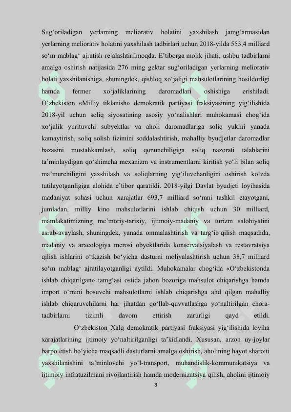 O'ZBEKISTON RESPUBLIKASI MUSTAQILLIGI YILLARIDA BYUDJET - SOLIQ SIYOSATINING RIVOJLANISH BOSQINCHLARI VA ASOSIY YO'NALISHLARI 8