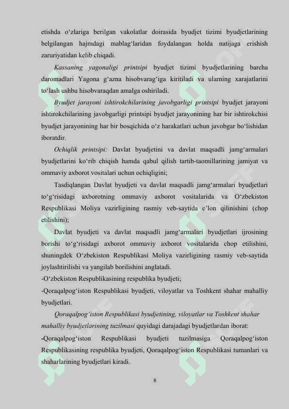 Oʻzbekiston Respublikasida byudjet tuzilishi va byudjet tizimi 8