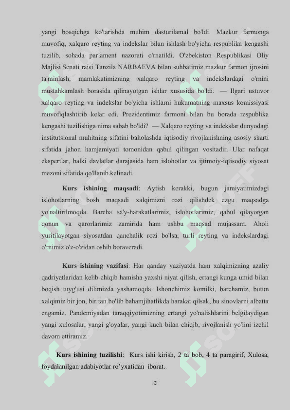 O'zbekiston Respublikasining xalqaro reyting va indekslaridagi o'rnini yaxshilash borasidagi huquqiy normativ hujjatlarning qabul qilinishi 3