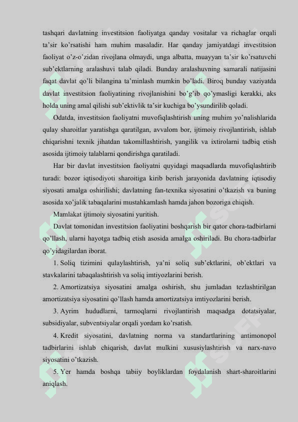 O'zbekistonda investitsiya siyosatining asosiy yo'nalishlari 3