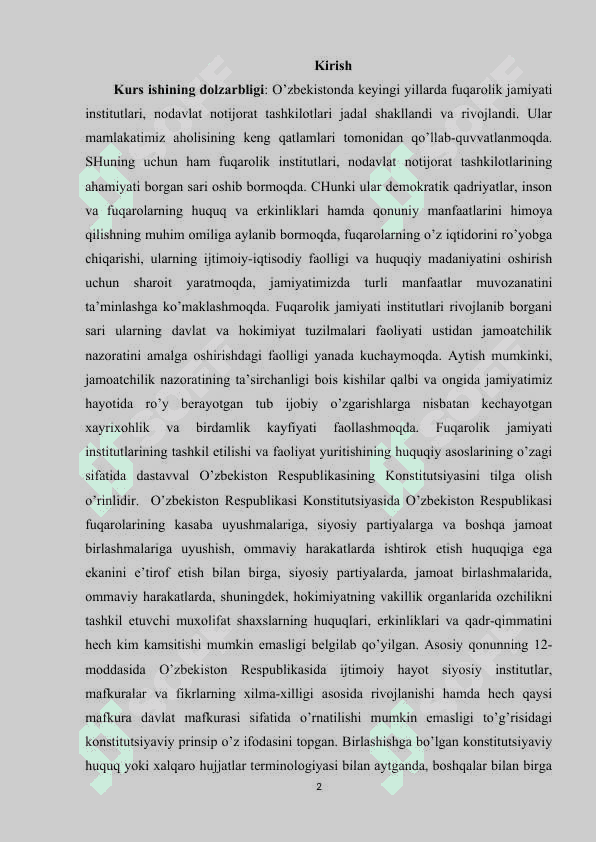 O'zbekistonda nodavlat notijorat tashkilotlari va ularning  siyosiy, ijtimoiy hamda iqtisodiy jarayonlarda tutgan o'rni 2