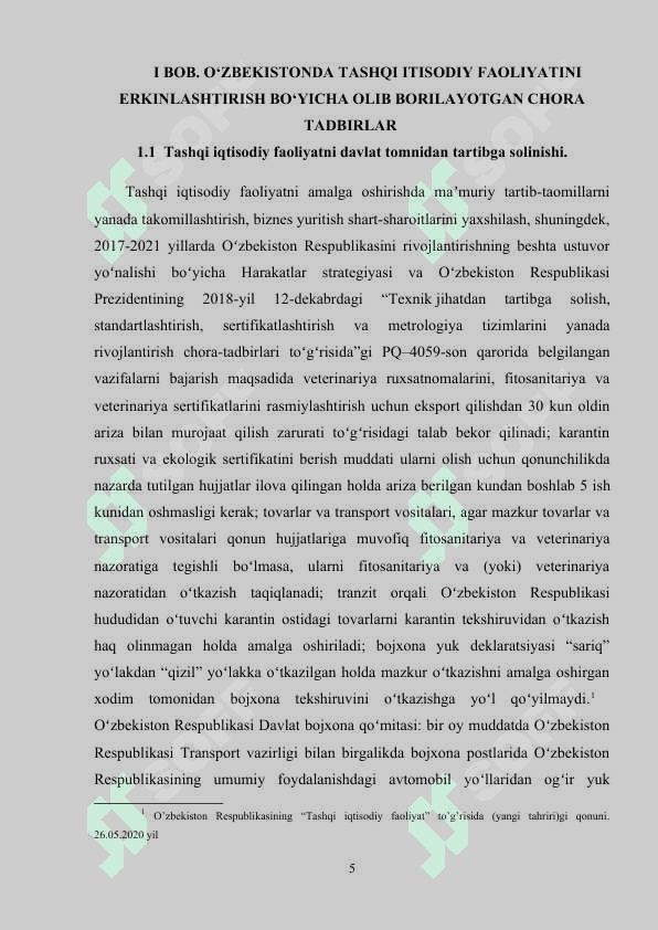 O'ZBEKISTONDA TASHQI IQTISODIY FAOLIYATNING ERKINLASHTIRILISH YO'LLARI VA USULLARI 5