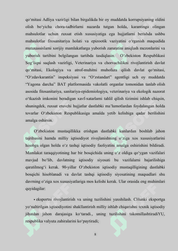 O'ZBEKISTONDA TASHQI IQTISODIY FAOLIYATNING ERKINLASHTIRILISH YO'LLARI VA USULLARI 8