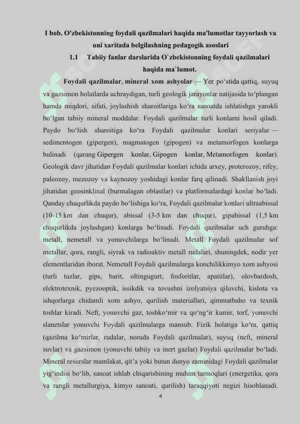 O'zbekistonning foydali qazilmalari haqida ma'lumotlar tayyorlash va uni xaritada belgilash 4