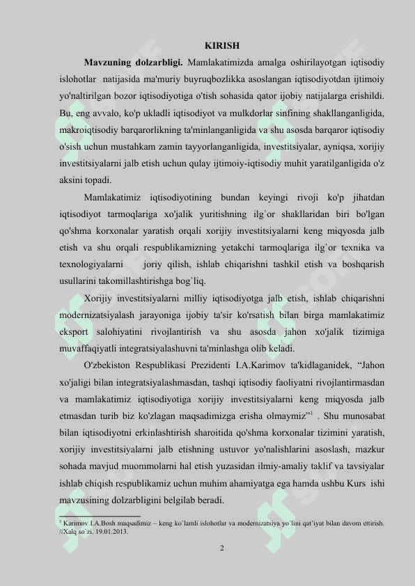O'ZBEKISTONNING MARKAZIY OSIYO DAVLATLARI BILAN O'ZARO HAMKORLIGI. 2
