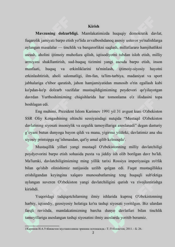 Oʻzbekistonning tashqi siyosati borasidagi yangi davr 2