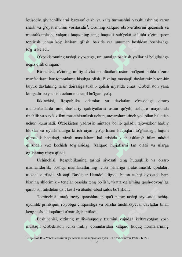 Oʻzbekistonning tashqi siyosati borasidagi yangi davr 7