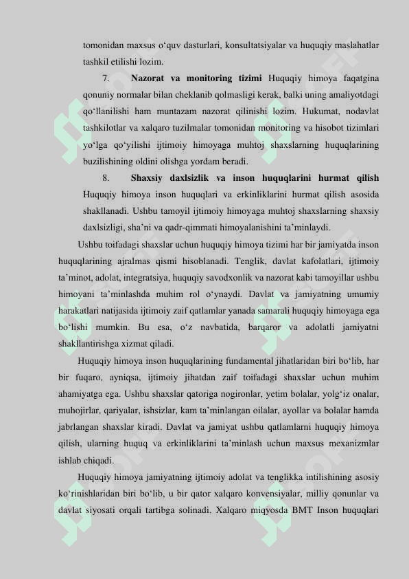 Ijtimoiy va huquqiy jihatdan kuchli himoya qilinishga muhtoj shaxslarning mehnatini huquqiy jihatdan tartibga solishning o‘ziga xos xususiyatlari 8