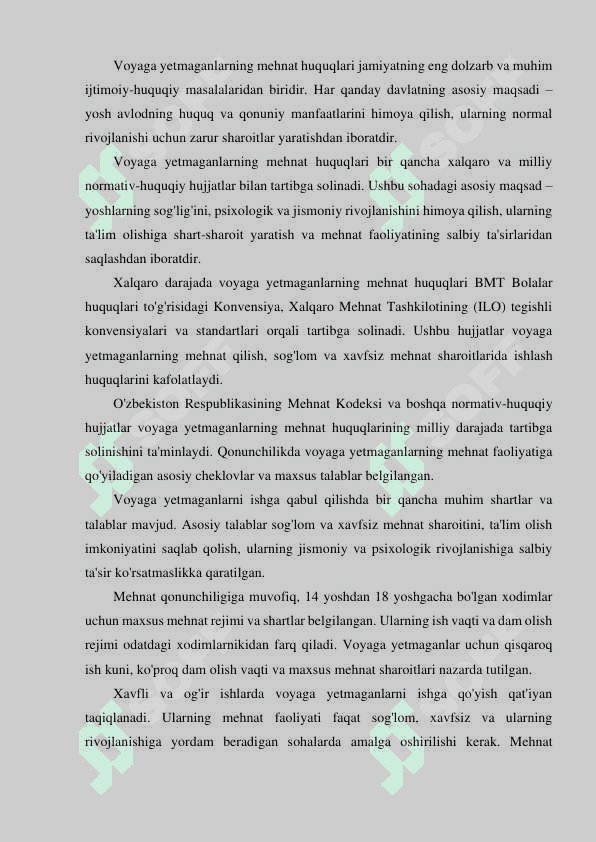 18 yoshgacha bo‘lgan xodimlarning mehnatini huquqiy jihatdan tartibga solishning o‘ziga xos xususiyatlari 2