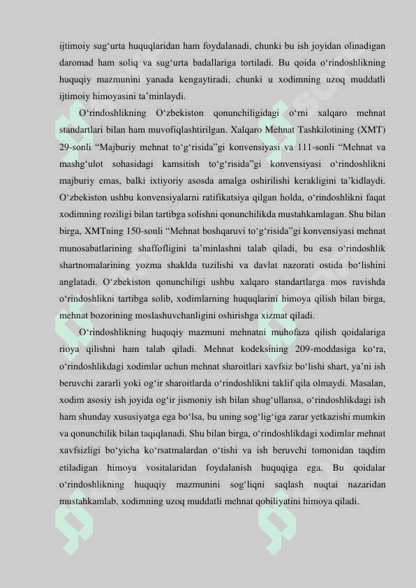 O‘rindoshlik asosida ishlovchi shaxslarning mehnatini huquqiy jihatdan tartibga solishning o‘ziga xos xususiyatlari 5